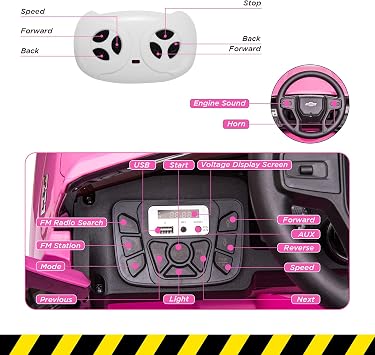 12V Ride on Car,Battery Powered Licensed by Chevrolet Silverado GMC | Kids Ride On Truck,Toddler Electric Vehicles Toys w/Remote Control, MP3/Bluetooth, Spring Suspension, LED Light (Pink-2)
