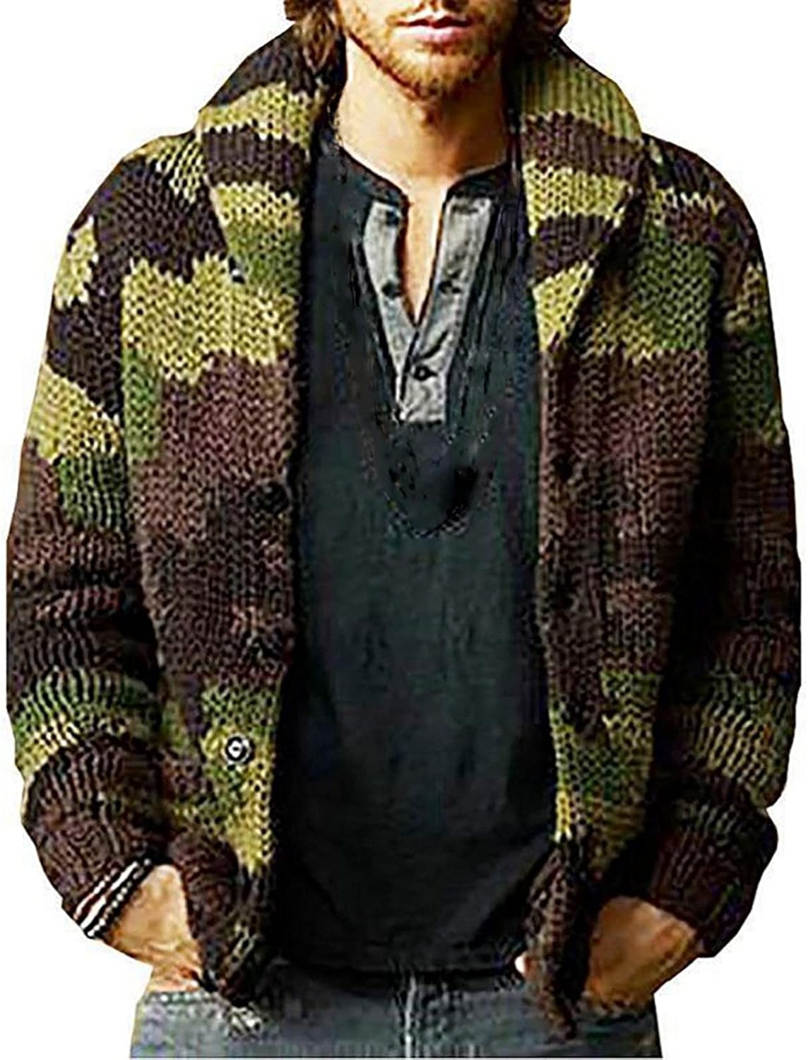 Cardigan Sweaters for Men,Long Oversized Sweater Long Sleeve Knit Open Front Cardigans Fashion Fall Winter Sweater