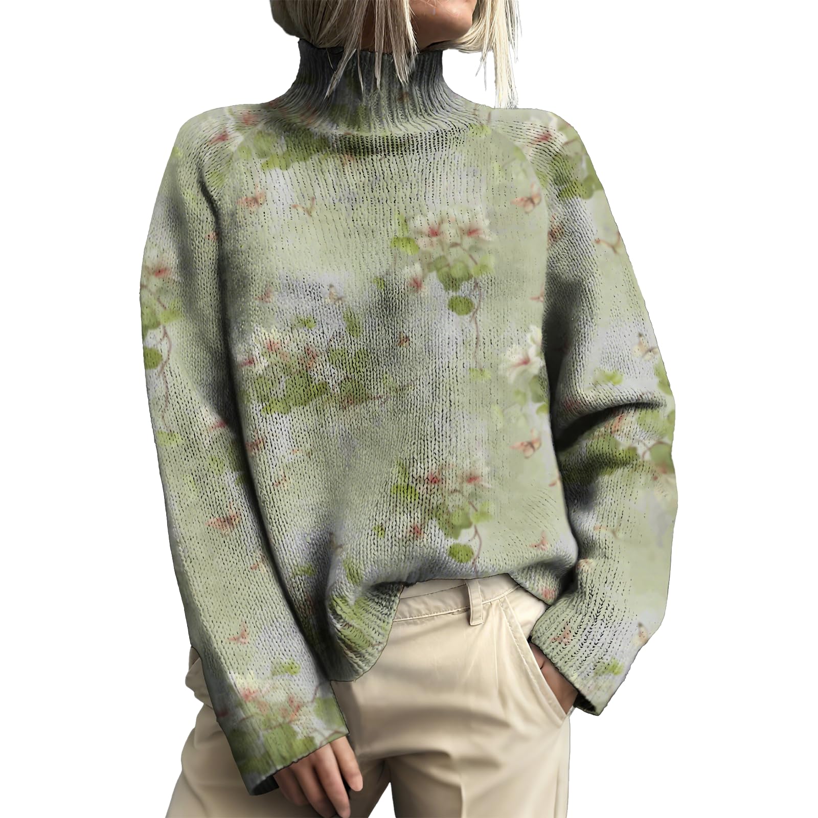 Knit Sweater for Women Trendy Fall Winter 2025 Casual Printed Vintage Daily Wear Versatile Matching Pullover