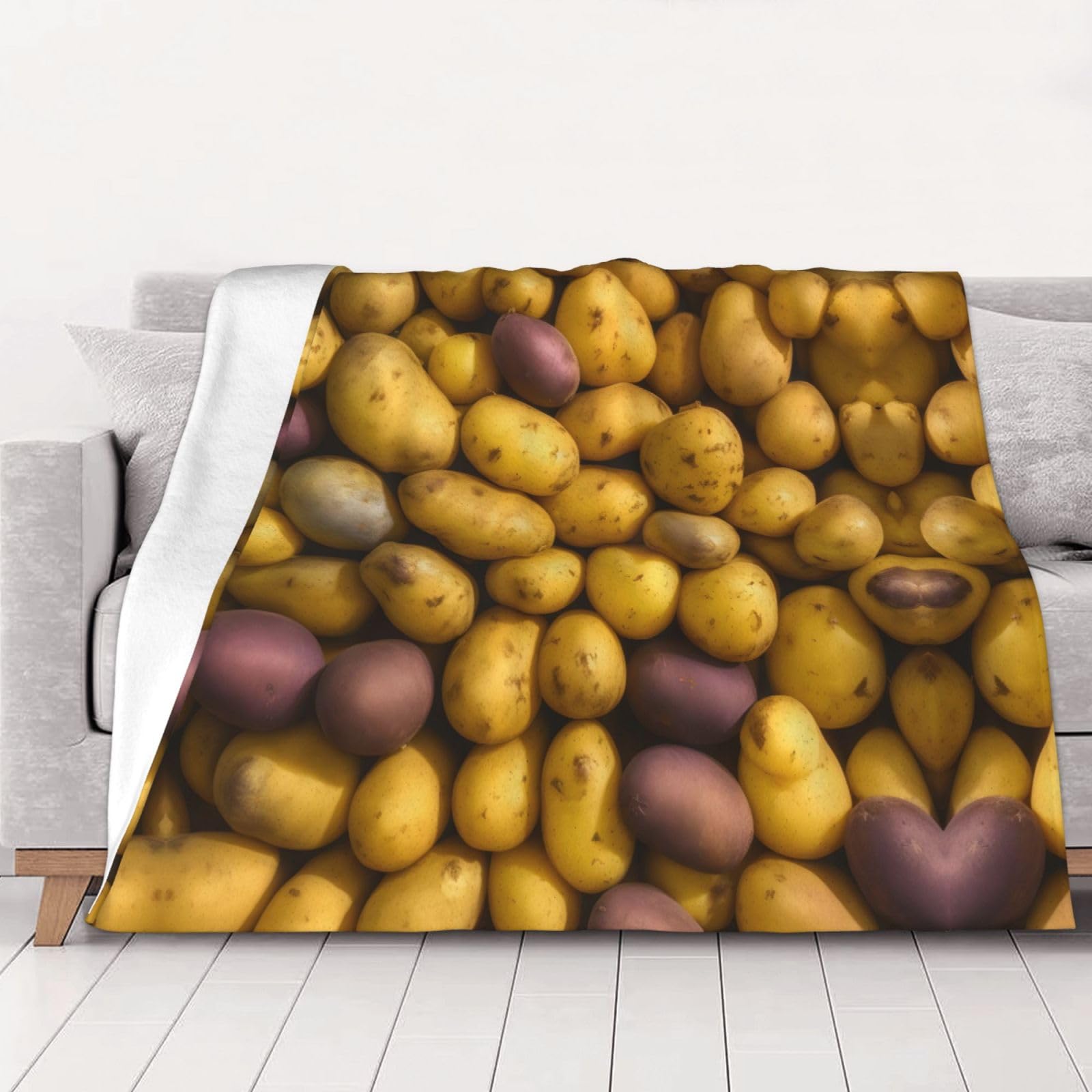 Couverture flanelle pomme de terre pour soiree cocooning canape