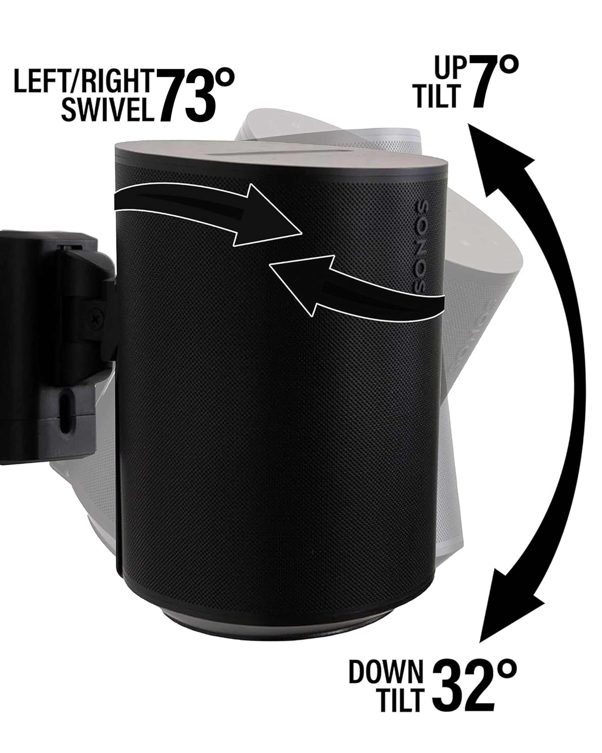 Supports Muraux Pour Enceintes Sonos Era 100 – Lot De 2 – Montage Mur Ou Plafond – Inclinaison Et Pivot Réglables – Noir