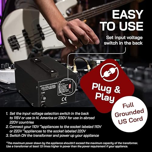 Miniatura 8 de LiteFuze Transformador de voltaje de 750 vatios elevador hacia arribaabajo - Convertidor de potencia de 110 V a 220 V220 V a 110 V - Cable