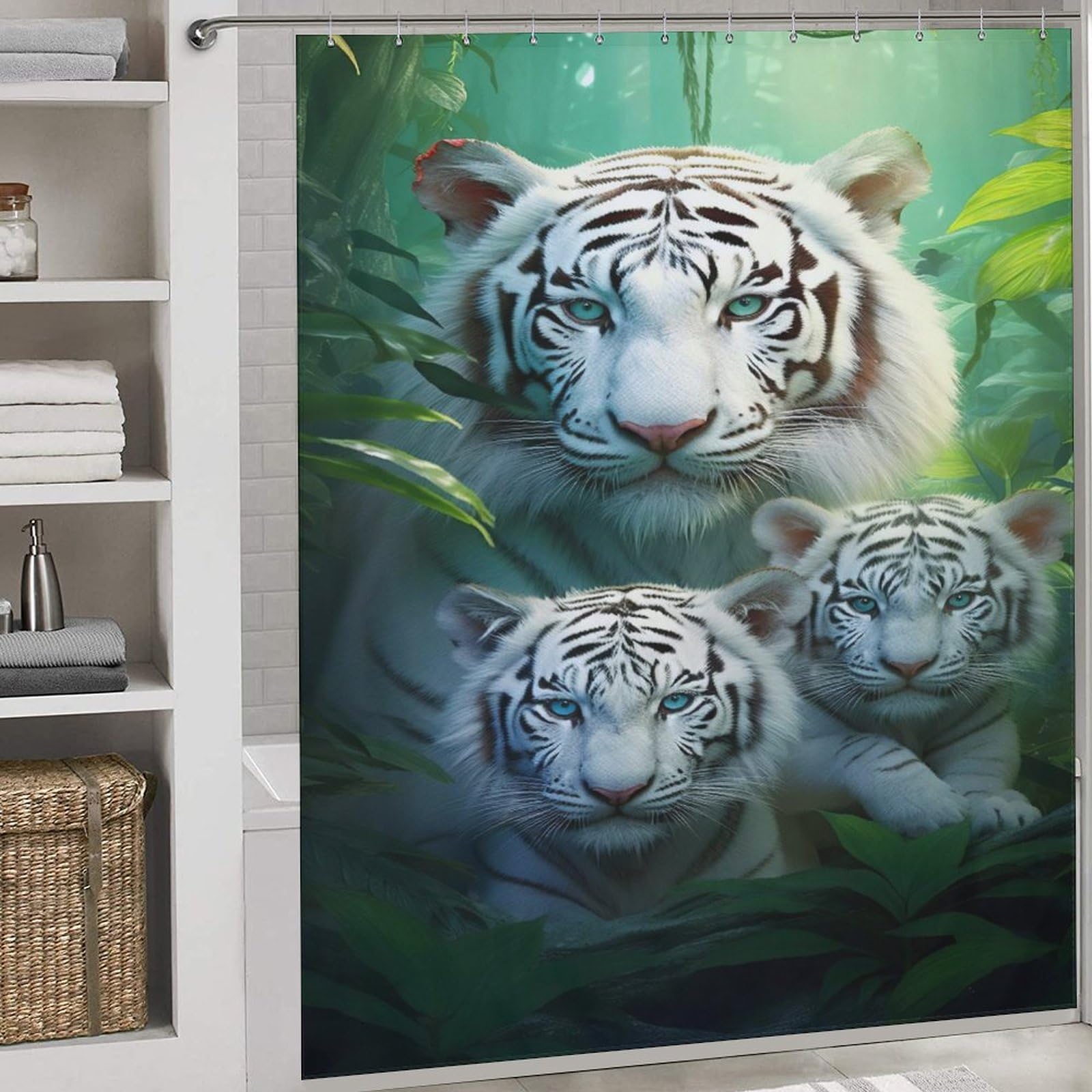 Rideau de douche tigre en polyester lavable de qualité supérieure