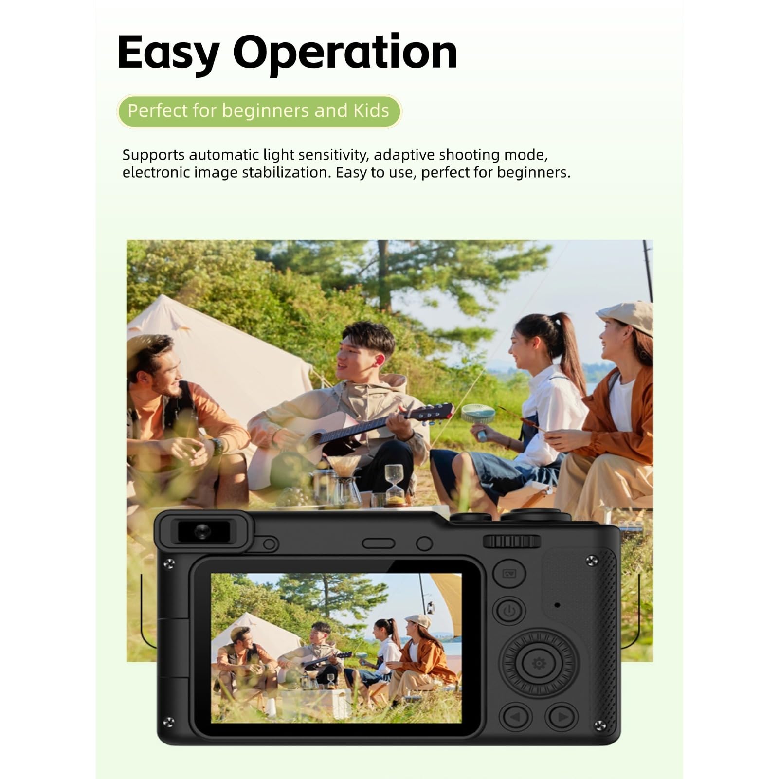 Cámara Digital para Niños con Trípode, 12 MP, 1080P, Doble Lente Frontal y Trasera, Pantalla IPS, HD