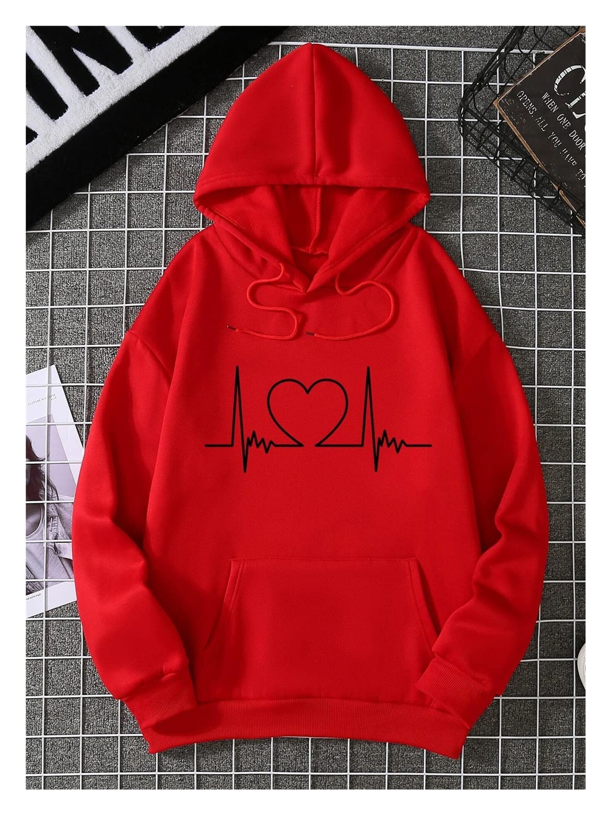 Sweat à capuche femmes casual ample à manches longues et cordon ajustement confortable taille XS