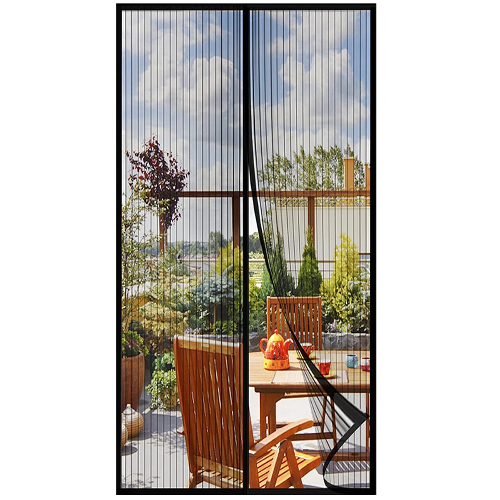Magnetic Fly Screen Door, Door Fly Screen, Door Fly Screen Curtain with Powerful Magnets and Full Frame Magic Tape– Hands-Free Self-Adhesive Mesh for Patio, Balcony, Bedroom (120 * 220cm)