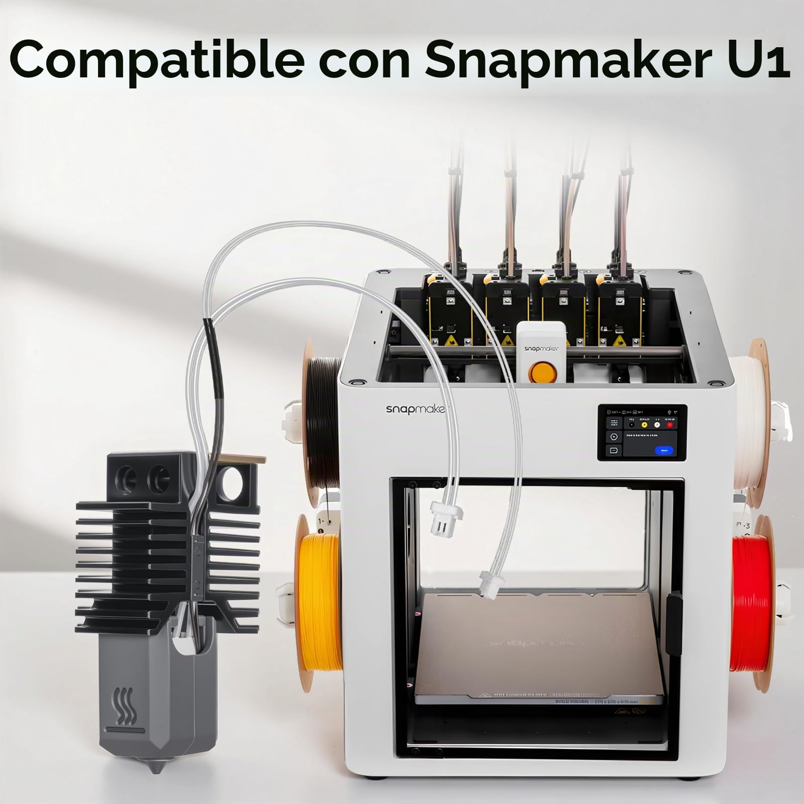 4PCS U1 Hotend 0.4mm Boquilla Acero Endurecido Compatible with Snapmaker U1 Impresora 3D Ceramic Rapid Heating Extruder HotEnd con Cepillo Silicona,Cubierta Silicona y Almohadilla Antiderrames