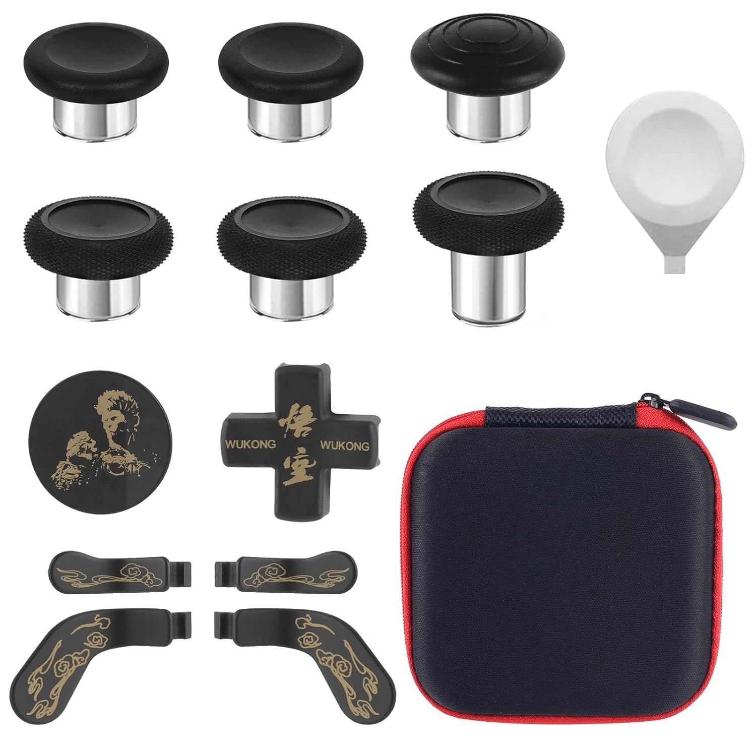 BSUZUN Accessories for Xbox Elite Controller Series 2 Core, 13 in 1 Replacement Component Set Includes 4 Paddles, 6 Metal Thumbsticks, 2 D-Pad and 1 Adjustment Tool (Wukong-Mythic Gold) Mythic-Gold