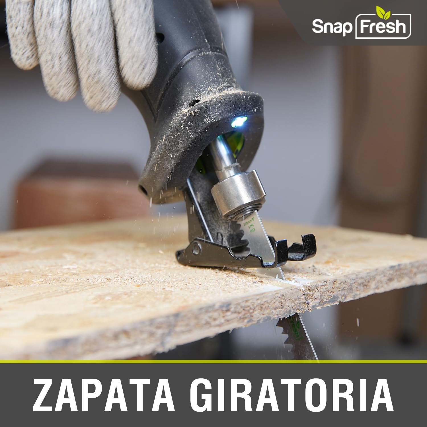 SnapFresh Sierra de Sable Inalámbrica de 20V – Herramienta Oscilante con Carrera de 25 mm y 3000 SPM para Corte de Madera, Metal y Plástico – Incluye Batería y Cargador Rápido