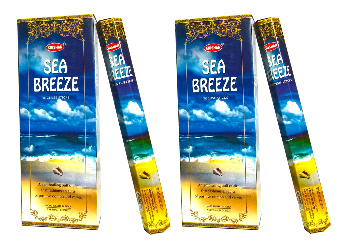 Fenny's Creations Krishan Incense Sticks Sea Breeze Incense Sticks Scented Joss Sticks (12 Hexa Tubes of 20 Sticks 2Pack)