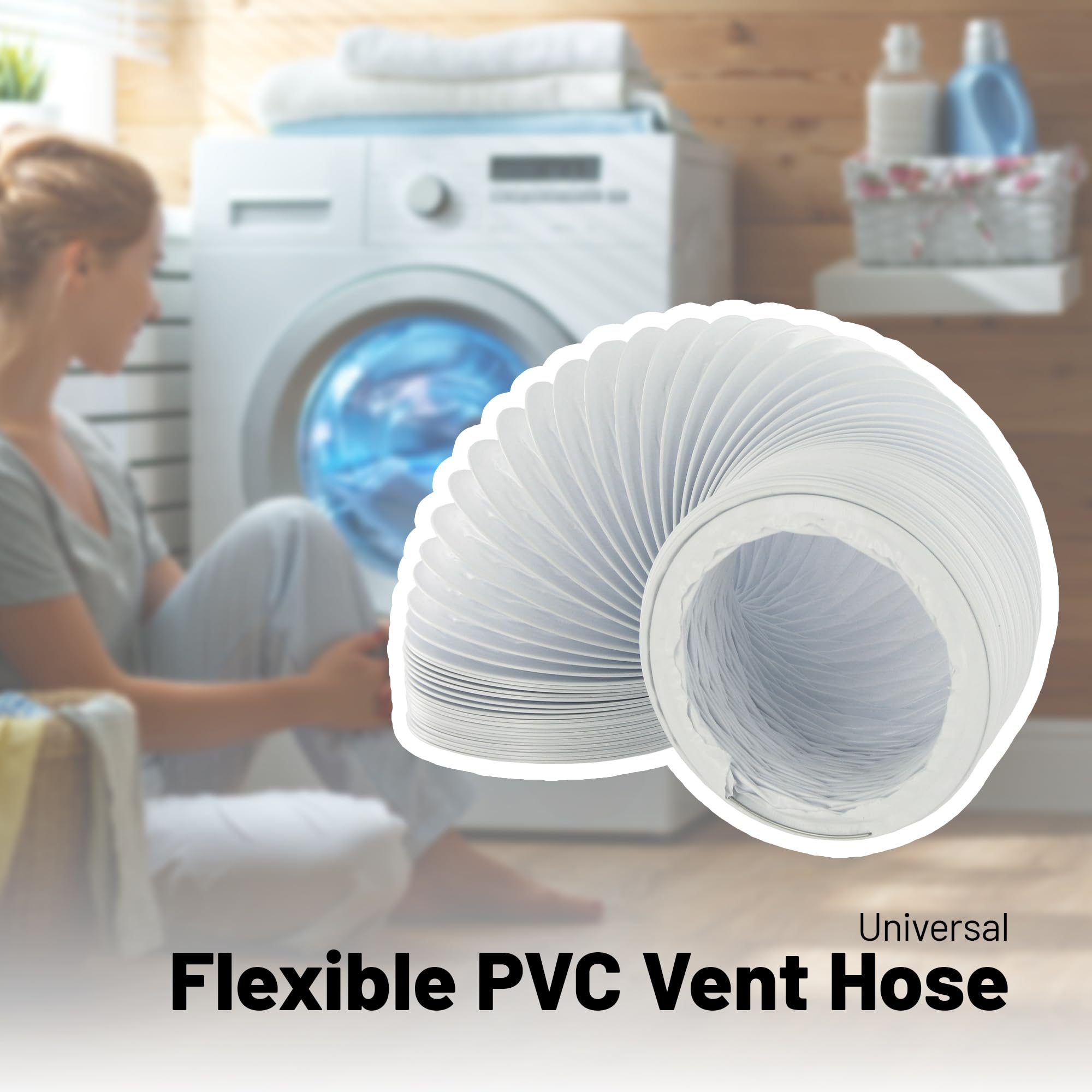 Tubo flessibile per aria condizionata, 152 mm x 6 m, per asciugatrice, condizionatore d'aria, cappe aspiranti, prese del sistema di ventilazione, bianco P0092/152/35, tubo flessibile in plastica PVC