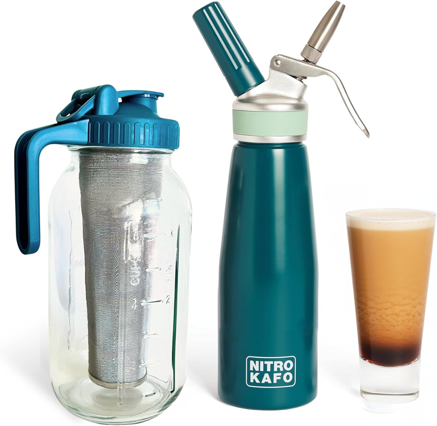 1L Nitro Coffee Maker, Aluminum Nitro Cold Brew Coffee Maker with Special Nitro Diffuser Nozzle & Cold Brew Maker for Making Nitro Cold Brew, 1 Quart/1L, Includes (10) Nitro Cartridges