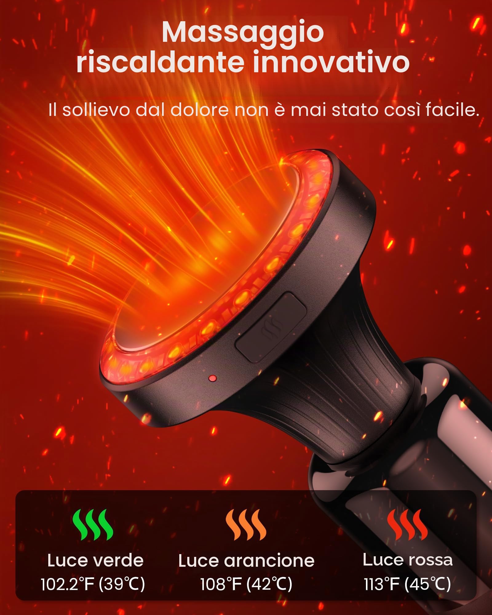 Pistola massaggiatrice con funzione riscaldamento e fototerapia rossa,Massage Gun Pistola Massaggiatrice con prolunga, Massaggiatore a percussione per relax di spalle/corpo/schiena,32 velocità