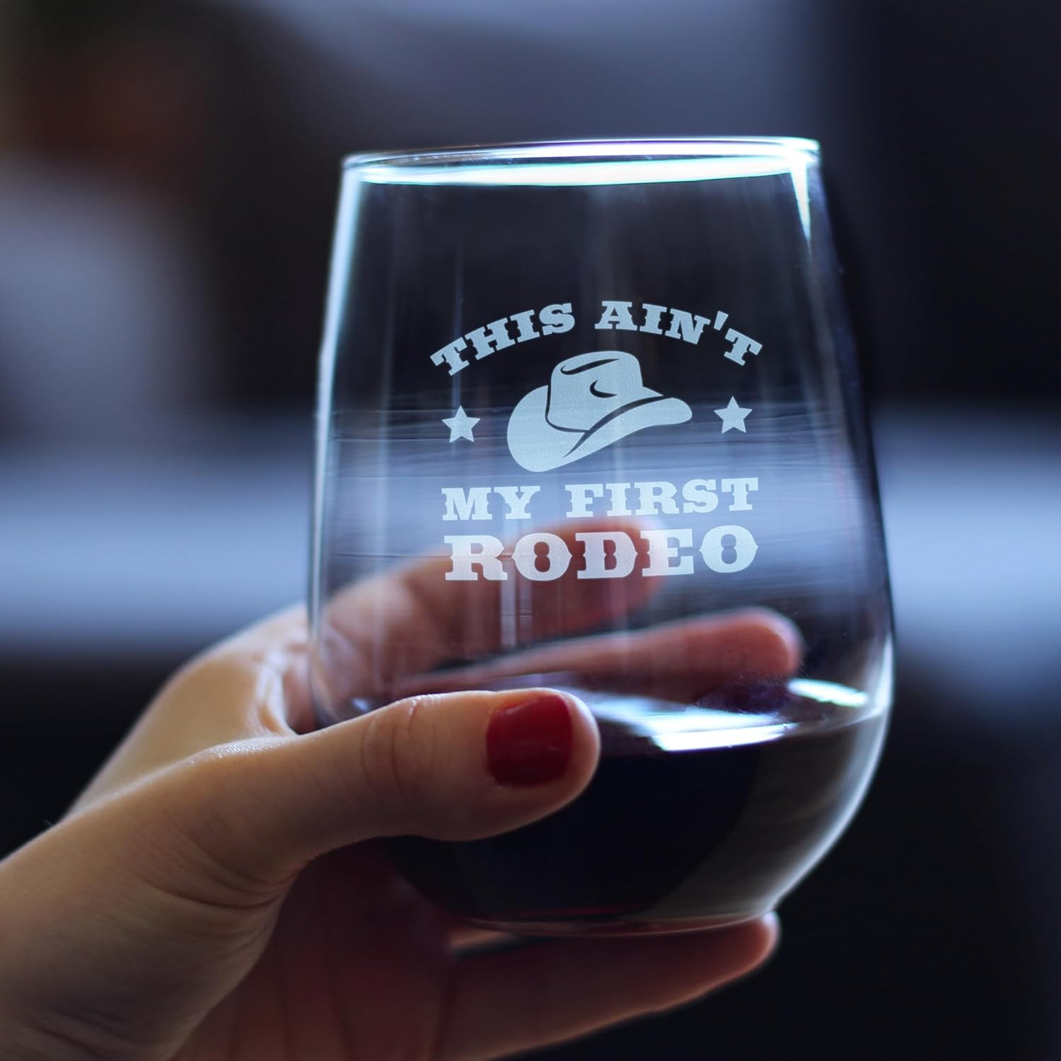 Ain't My First Rodeo Stemless Wine Glass - Funny Cowboy or Cowgirl Gifts for Men & Women - Set of 2 - Fun Unique Party Decor Cup