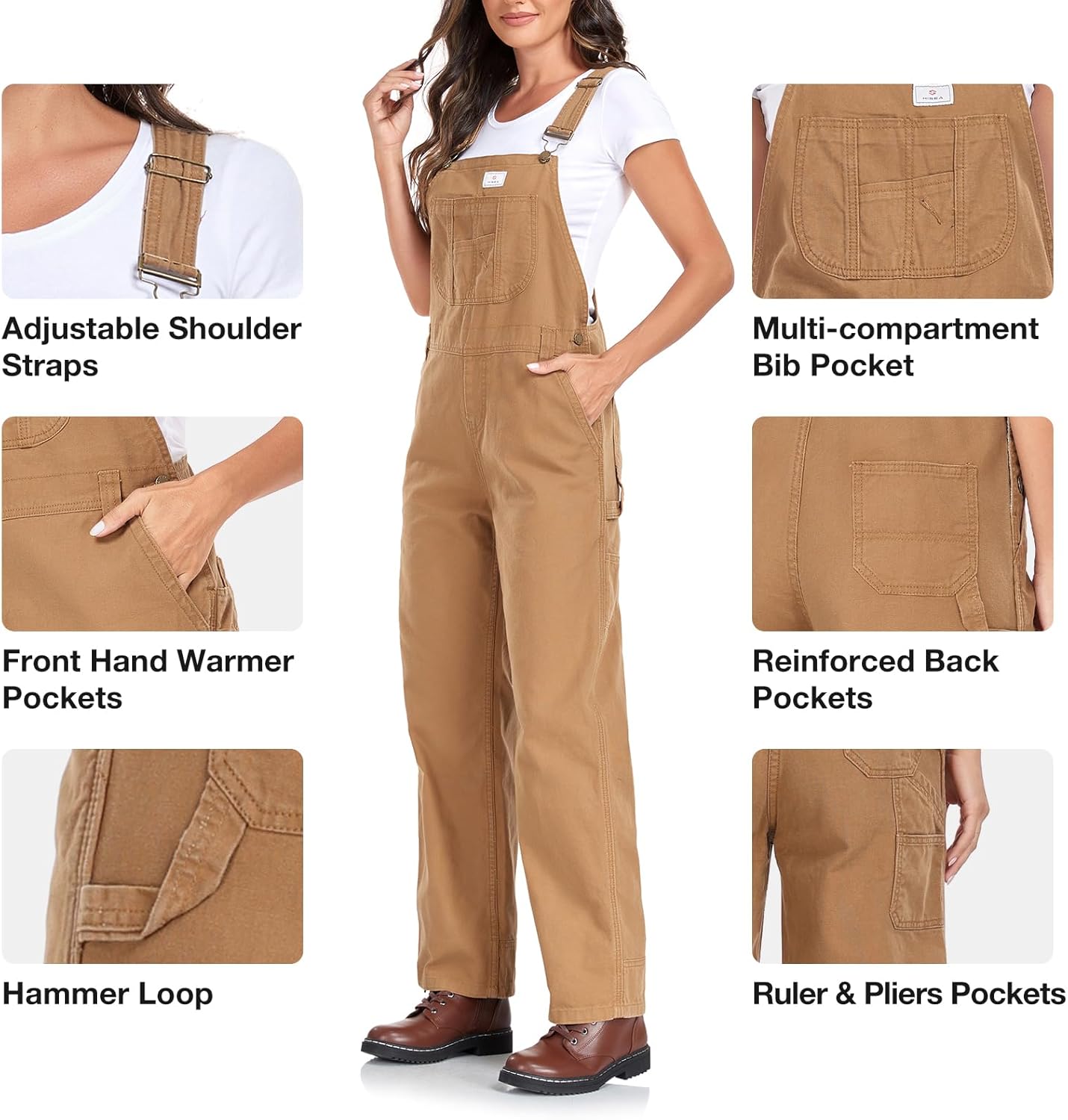 HISEA Women's Denim Bib Overalls, Loose-Fit Jean Casual Cotton Overall for Women, Ladies Stretchy Overalls for Work, Fall - Image 4