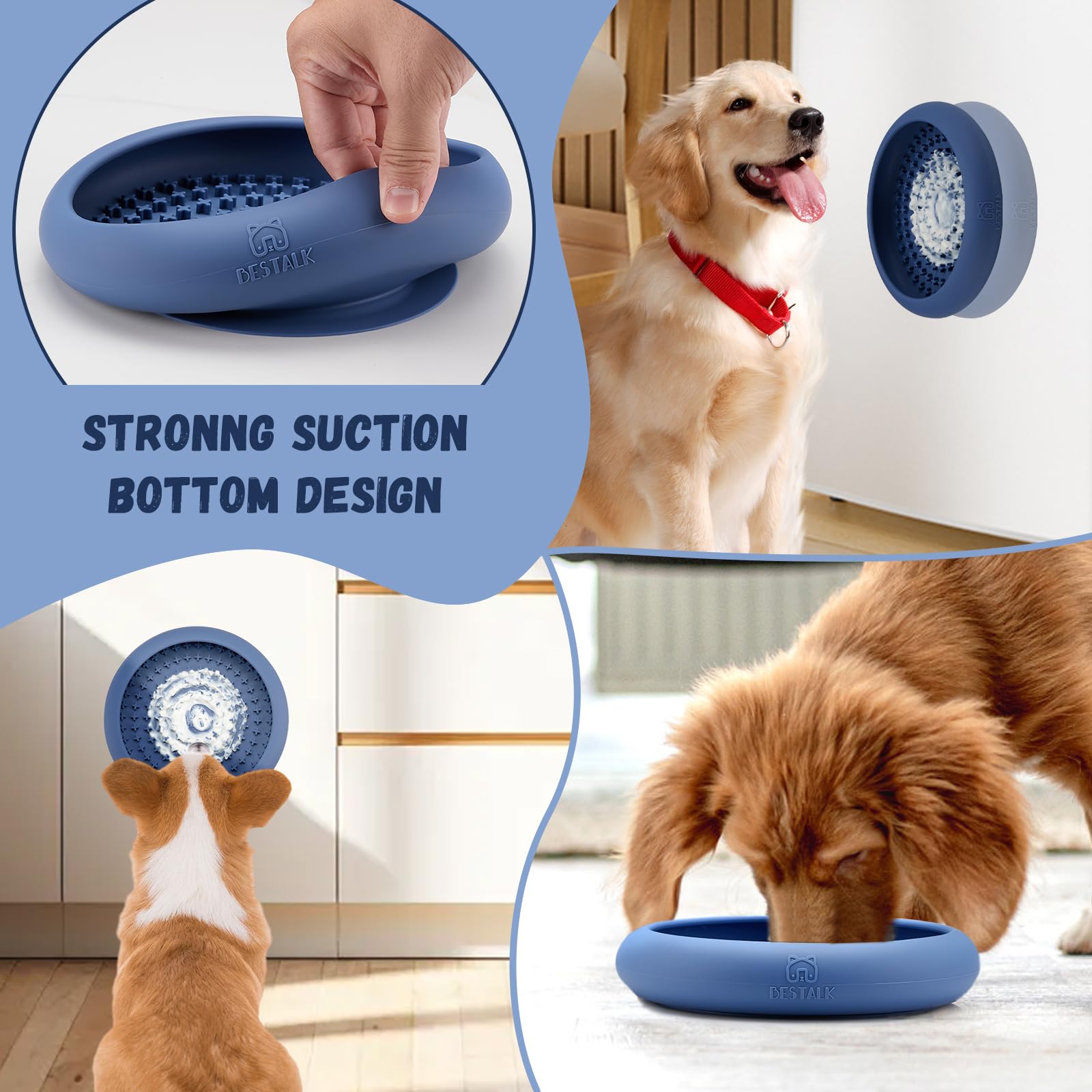 Gamelle à lécher pour chien - Soulage l'anxiété - Distributeur de friandises - Antidérapant - Silicone sans BPA - Passe au lave-vaisselle