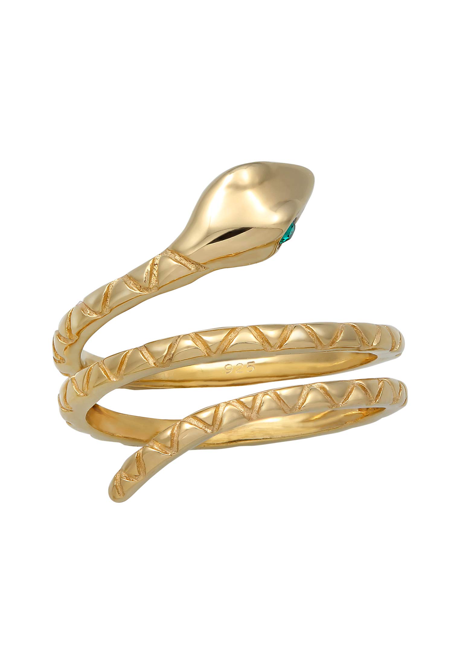 Elli Anelli Donne Serpente Pinky Moderno con Cristalli in Argento Sterlino 925 Placcato Oro