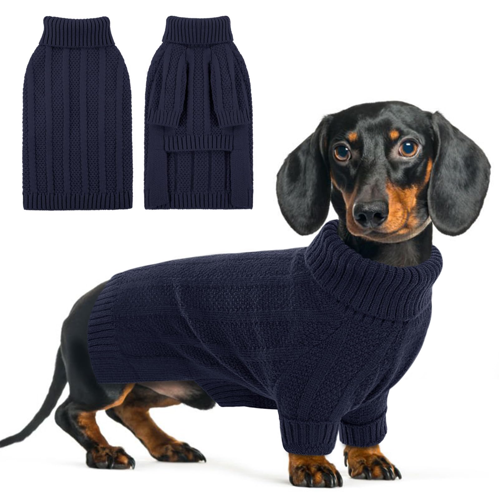 Queenmore Dog Jumper XS, Cozy & Stretchy Cat Jumper for Puppy Chihuahua, Teacup, Cats, Kitten (Navy, XS), X-Small
