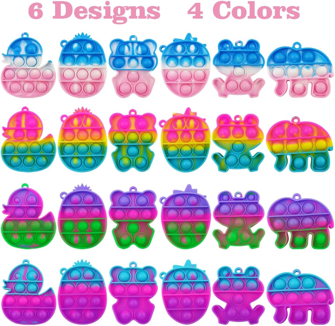 Pinkiwine 24 PCS Valentines Cards with Colorful Pop Toys for Kids School Class Classroom Valentines Day Gifts Prizes Party Favors