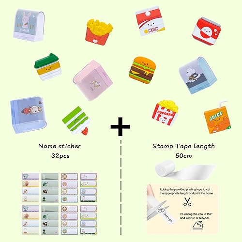 Miniatura 3 de Sello personalizado con nombre para niños, impermeable, juego de sellos de ropa 6 en 1