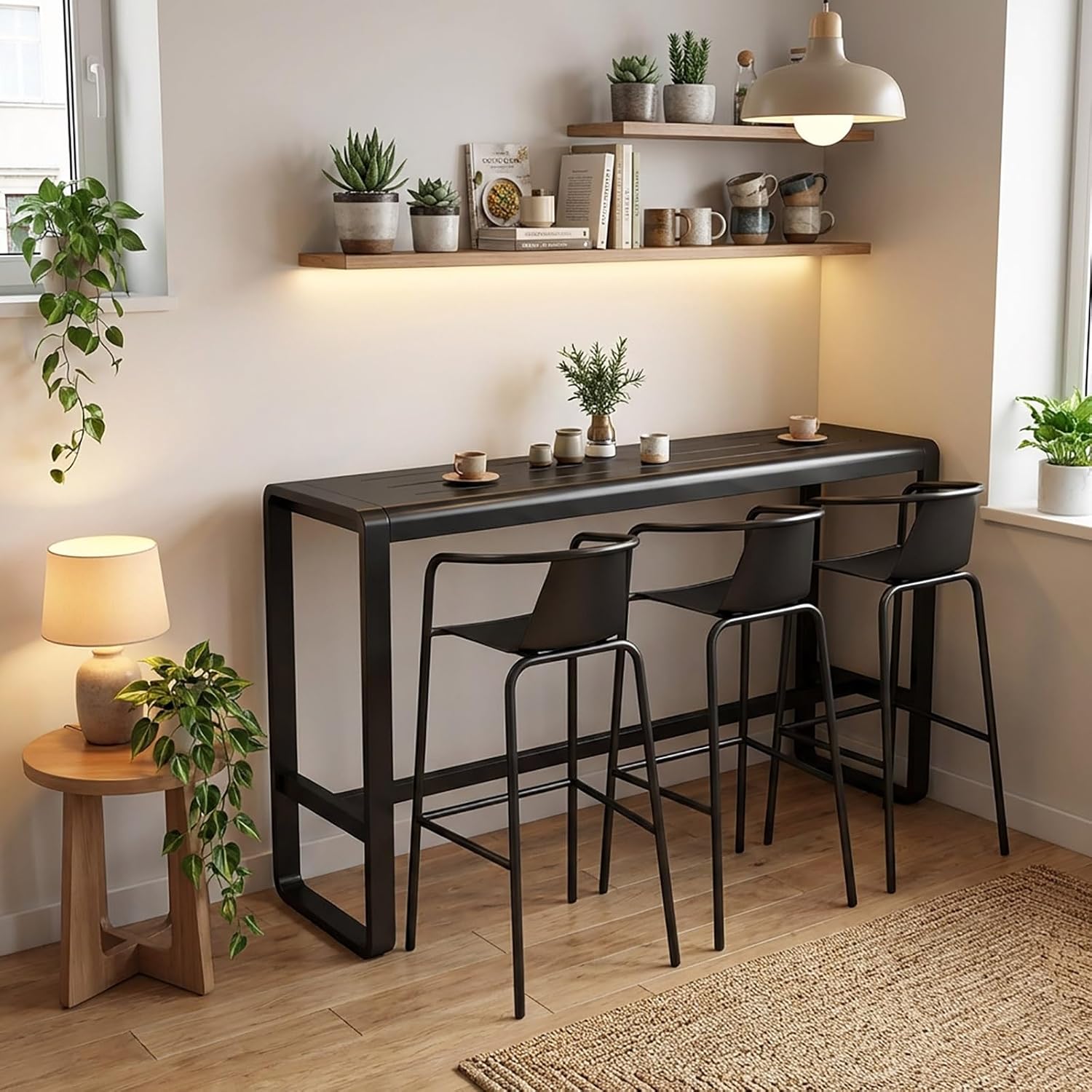 Bar Table,Kitchen Breakfast Bar,Breakfast Bar Table with Footrest,Easy Assembly,for Small Spaces Breakfast Nook,Home Kitchen Dining,Pub