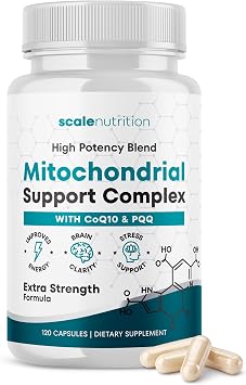 Mitochondrial Support Complex Energy, Focus & Brain Clarity Support CoQ10, PQQ, Acetyl-L-Carnitine Cellular Energy & Stress Support Supplement - 120 Capsules