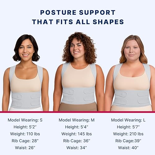 Vista 27 de Fit Geno Corrector de postura de espalda para mujeres: enderezador de hombro, soporte completo ajustable para la espalda, alivio del dolor de Rosa