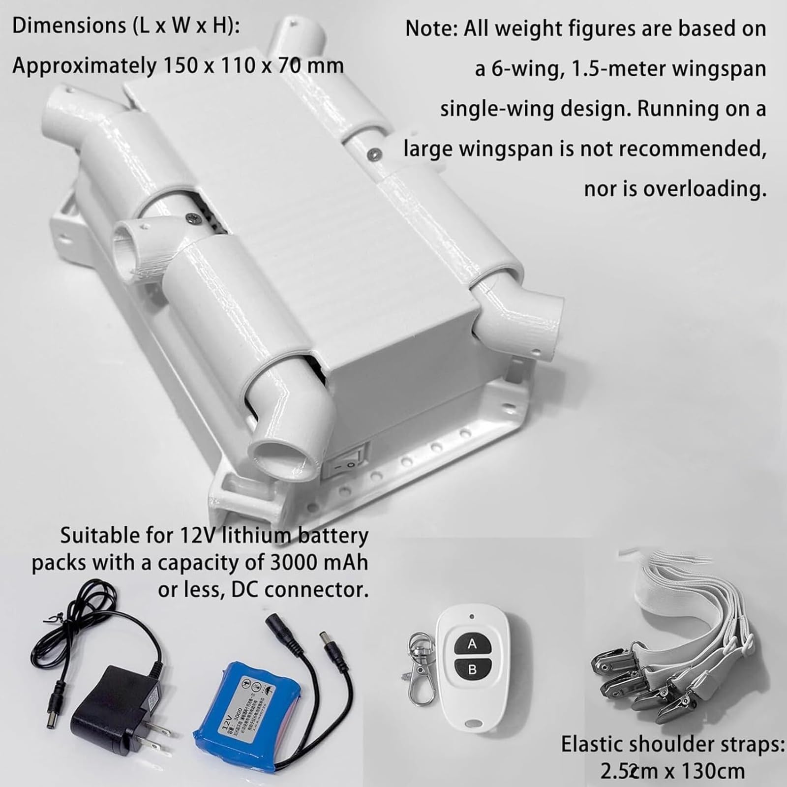 Ouvre-papillon mécanique automatique avec télécommande, moteur mobile, capacité de charge de 3,3 kg, batterie 3,0 Ah, idéal pour les spectacles de scène et les expositions d'art