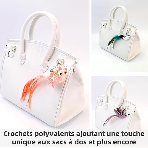 Miniatura 6 de 11 piezas de repuesto de juguete realista para gatos  Juguetes de plumas hechos a mano con campana, accesorios de varita para gatos con clip