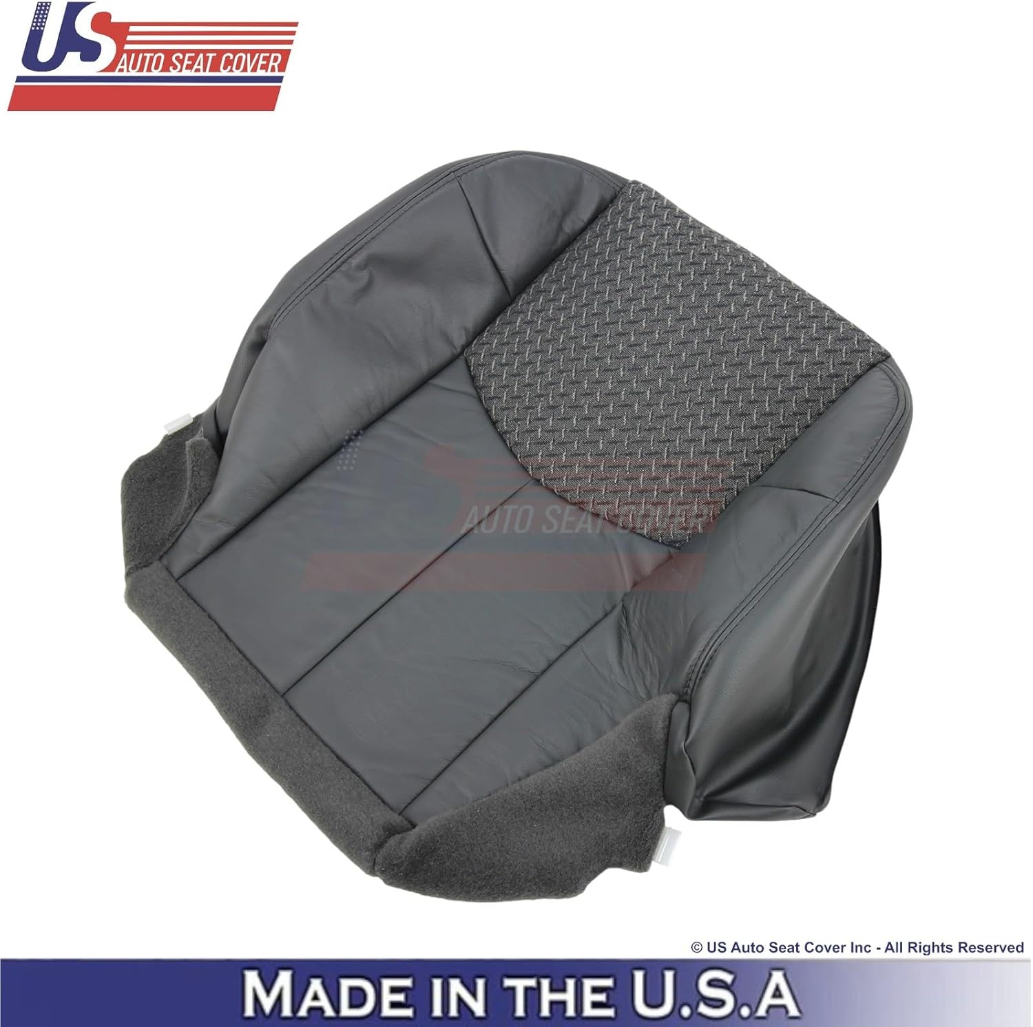 US Auto Seat Cover 2003-2004 fits Chevy Avalanche Genuine Leather/Cloth Front Seat Covers Dark Gray