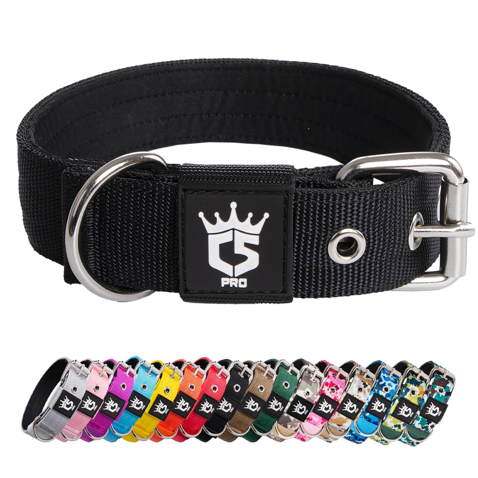 TSPRO Collar Táctico para Perros Ajustable, Collares con Broche de Metal Robusto, de 3,8 cm de Ancho, Duradero y Cómodo para Perros Medianos y Grandes (Camo Rosado M) — view 54