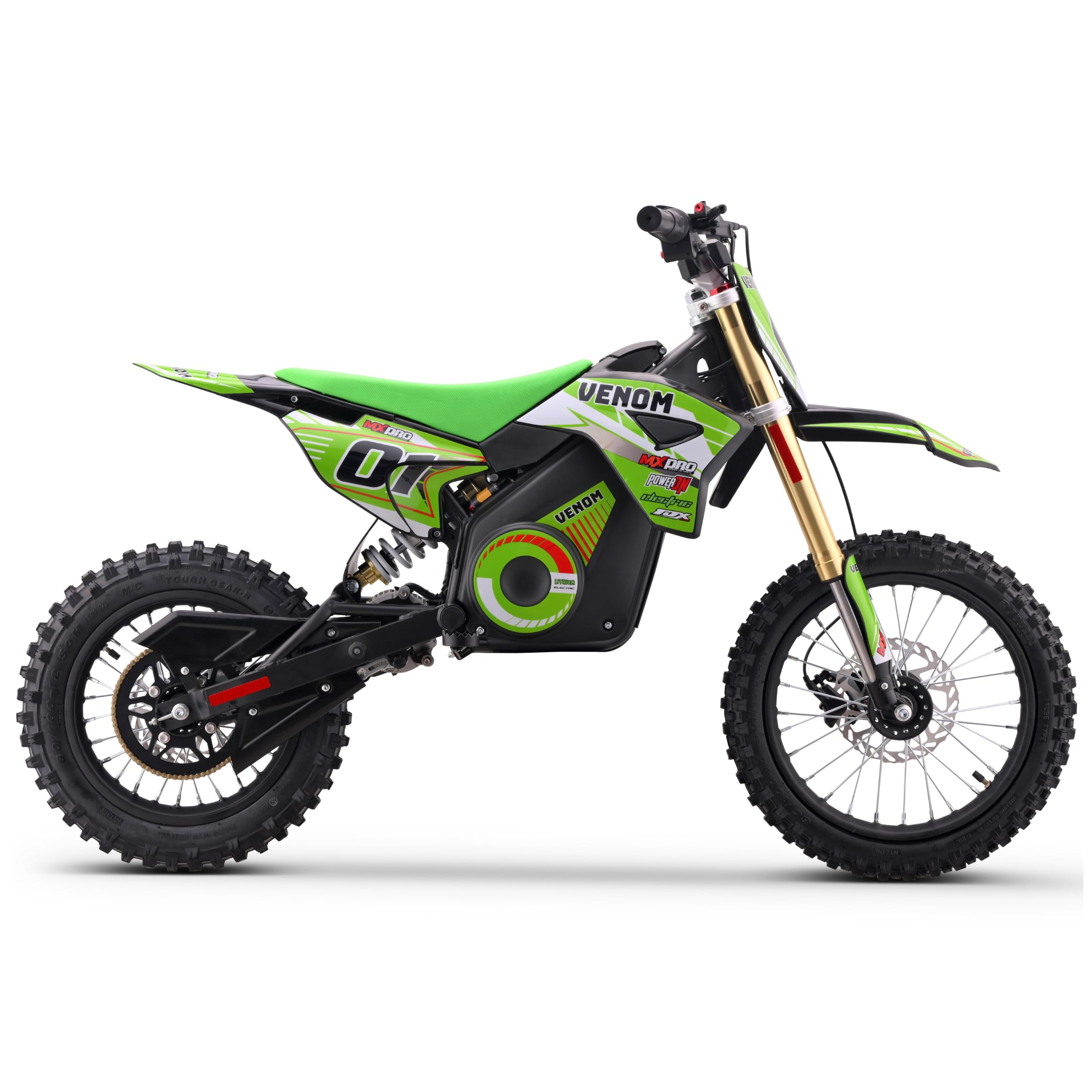 Venom 1600W Pro Electric Dirt Bike 48V Lithium Battery | Advanced Speed Governor | Hydraulic Disk Brakes | MID-Size, Green