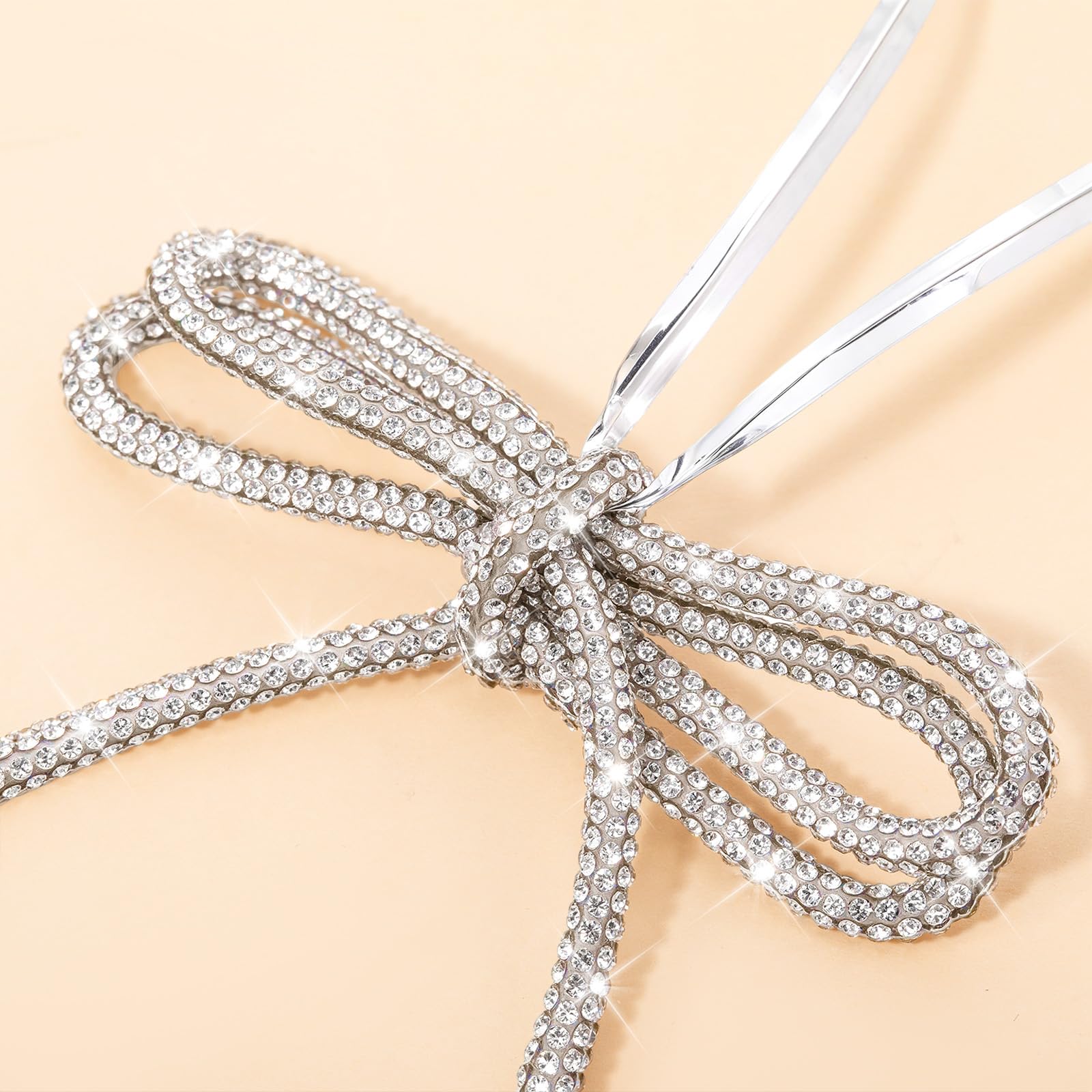 Pinkunn 20 fiocchi natalizi con strass, con design a doppio strato, con strass scintillanti, con cravatta intrecciata, decorazione per albero di Natale, ghirlande, confezioni regalo (bianco)