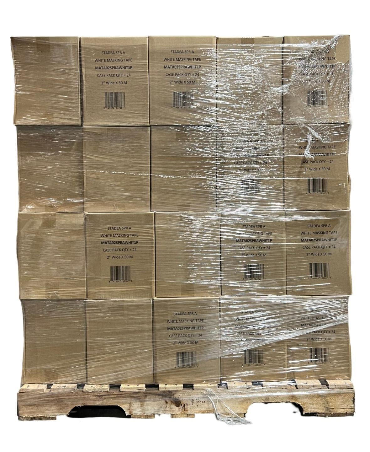 STADEA 2 Inch Wide White Masking Tape General Purpose Multi Surface High Performance Roll 55 Yard Long - Pack of 2400