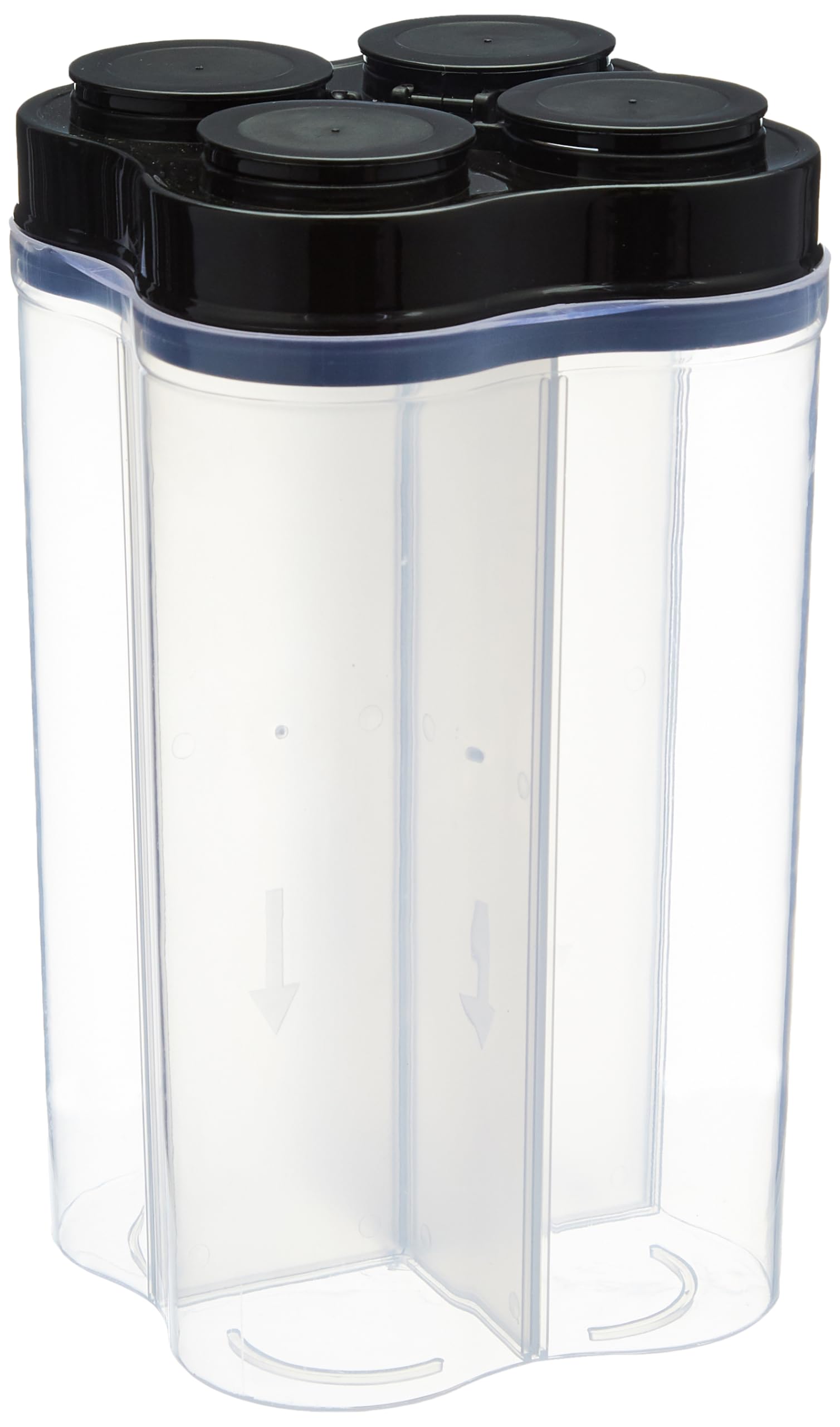 Tosaa Airtight Transparent Plastic Lock Food Storage Containers, 4 Section Container Jar for Grocery, Fridge Container Box Storage Pack of 1, 2500ML -Black