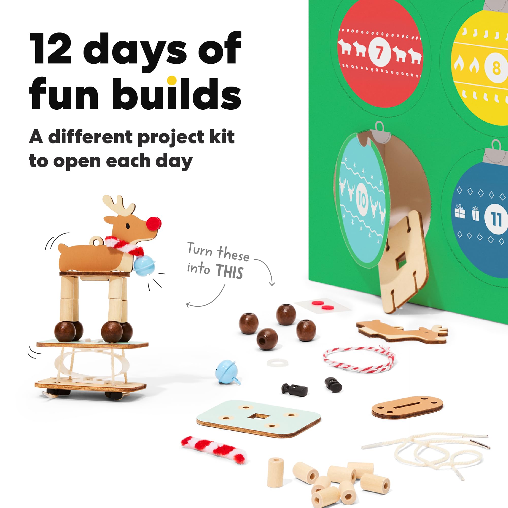 Amazon.com: KiwiCo 12 Day Advent Ornaments | Build Your Own