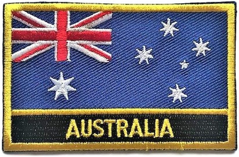 Australia Flag Patch/National Flag Embroidered Travel Patch Sew-On (Australian w/Words, 2" x 3")