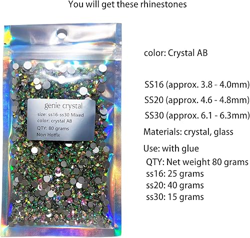 Vista 215 de Genie Crystal ss34 Red Glass Rhinestones 288 Pcs, 7.0 mm Big Light Siam Flatback Rhinestone, Diamond Cut Gems for Crafts, Face Mask, Makeup