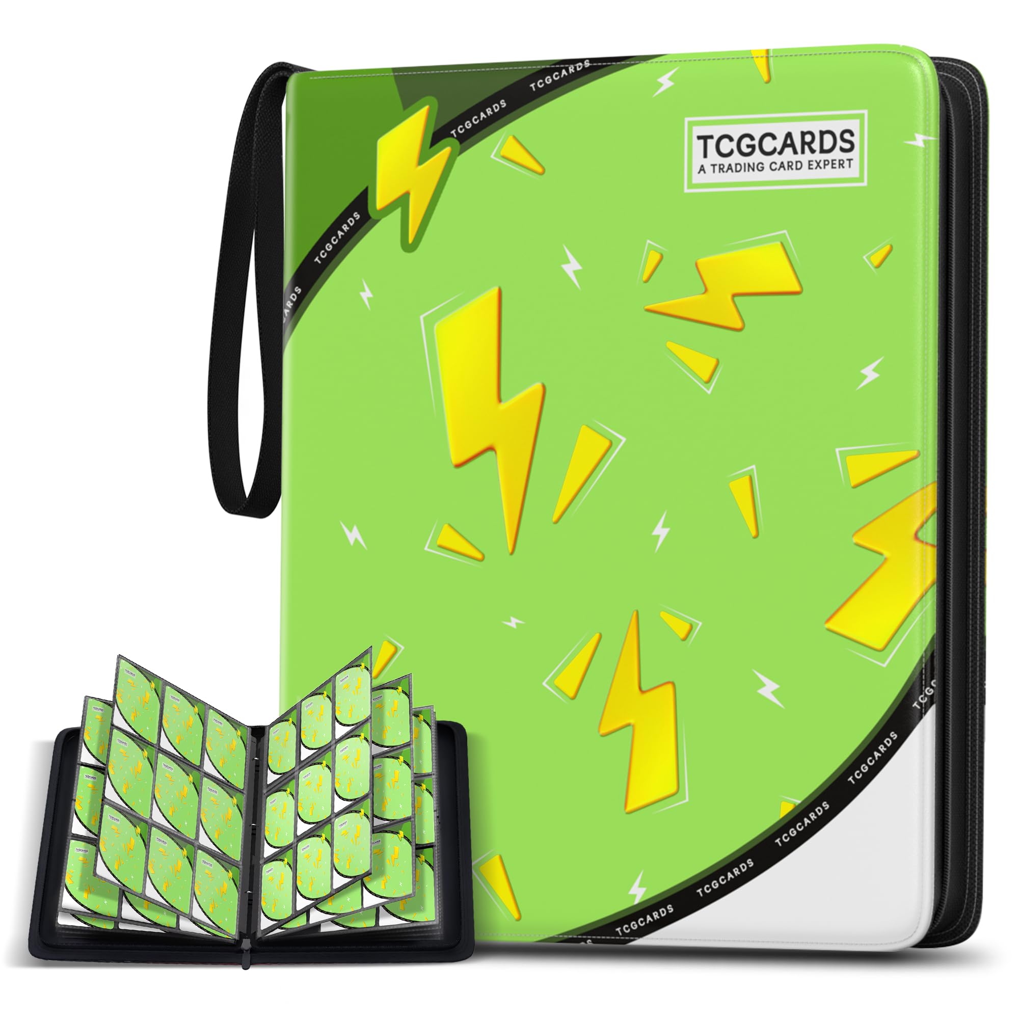 Card Binder for Pokemon Cards, 9 Pocket Trading Card Binder Holds 900 Cards with 50 Removable Sleeves, 3 Ring Zipper Card Holder Album Book Case for TCG, MTG, Sports Cards Collection, Boys Girls