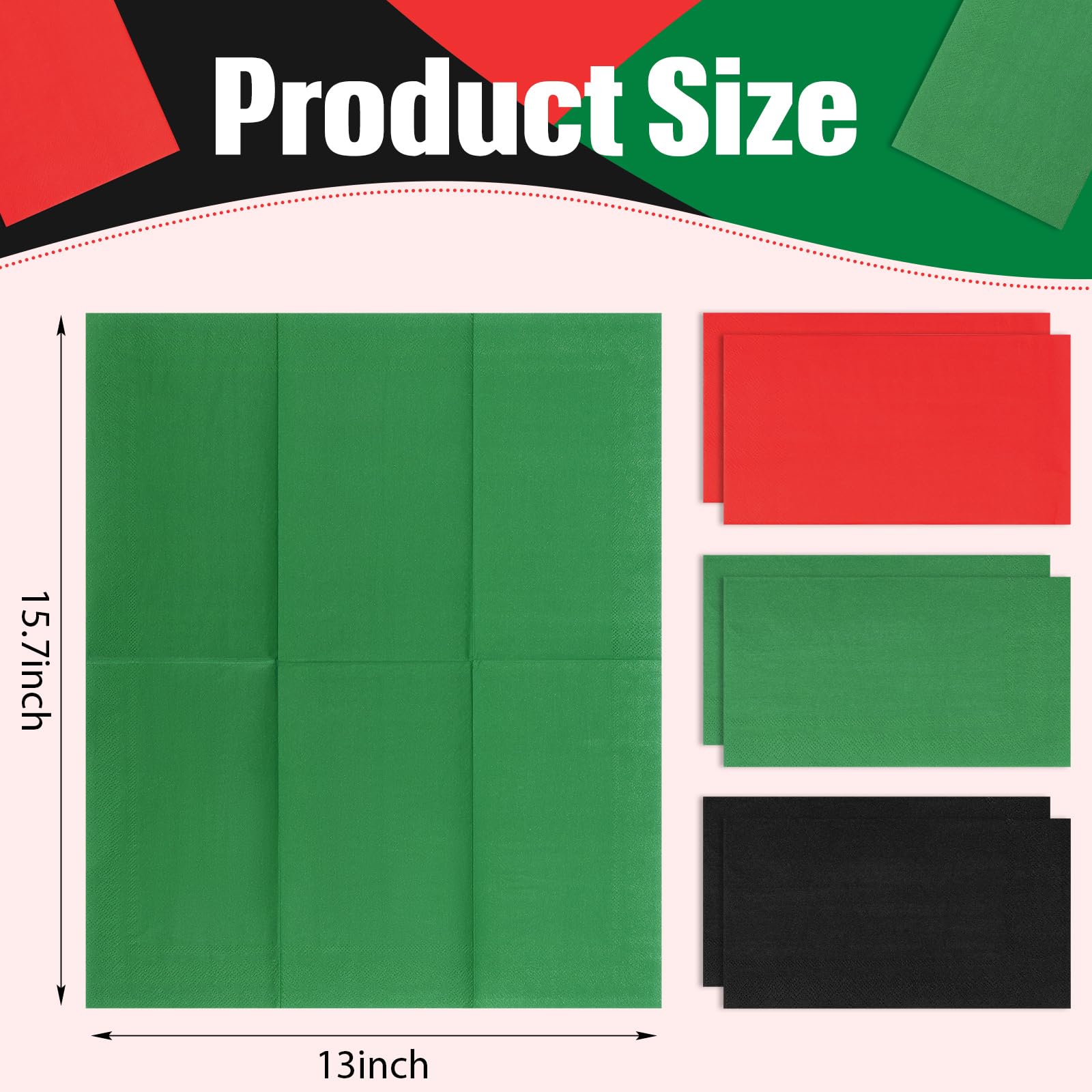 Qilery Lot de 120 serviettes en papier jetables pour salle de bain, dîner, cuisine, fête (rouge, noir, vert foncé)
