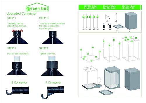 Miniatura 9 de Tienda de cultivo de 3 x 3, tienda de cultivo de 36 x 36 x 72 pulgadas con ventana de observación y bandeja de suelo para plantas hidropónicas de
