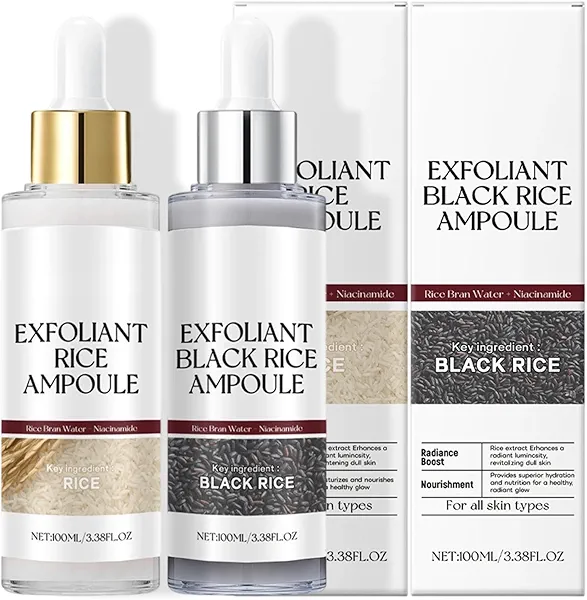 Black and White Rice Peeling Ampoule,2025 New Soft Exfoliating Face and Body Scrub,Black and White Rice Exfoliant for All Skin (White+Black, 3.38 Fl Oz (Pack of 1))