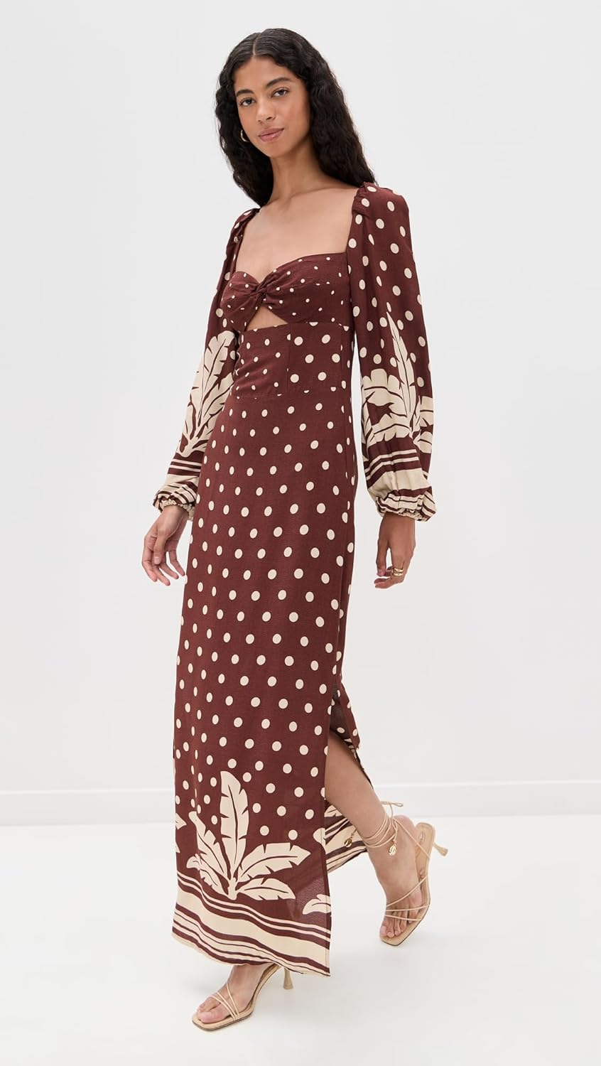 Women's Cropped Palm Tree Print Crepe Dress - Image 2