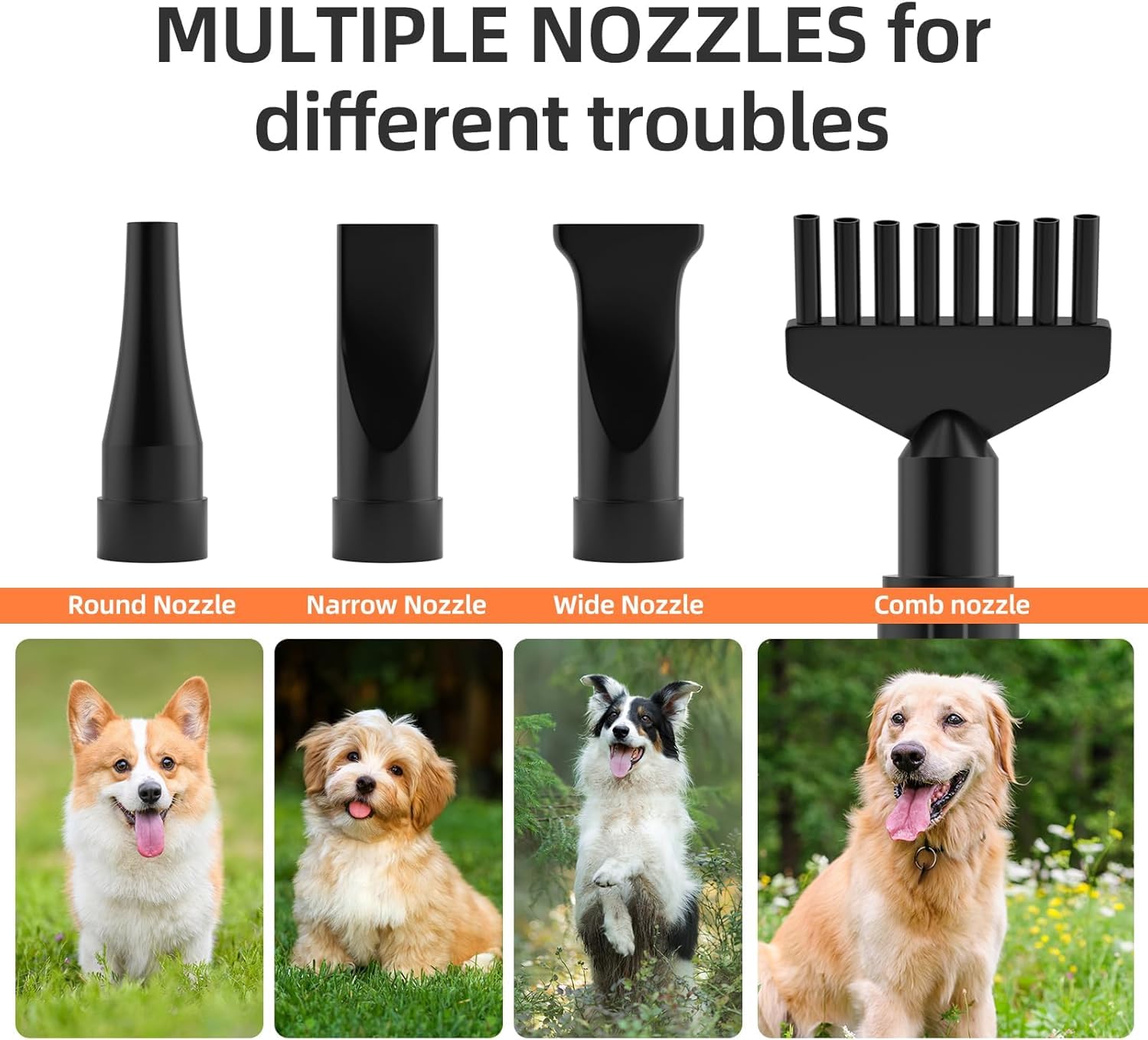 XKISS Hundfön - Asciugacapelli per cani, 4,5 CV/3200 W, con velocità regolabile, per la cura del cane (rosa)