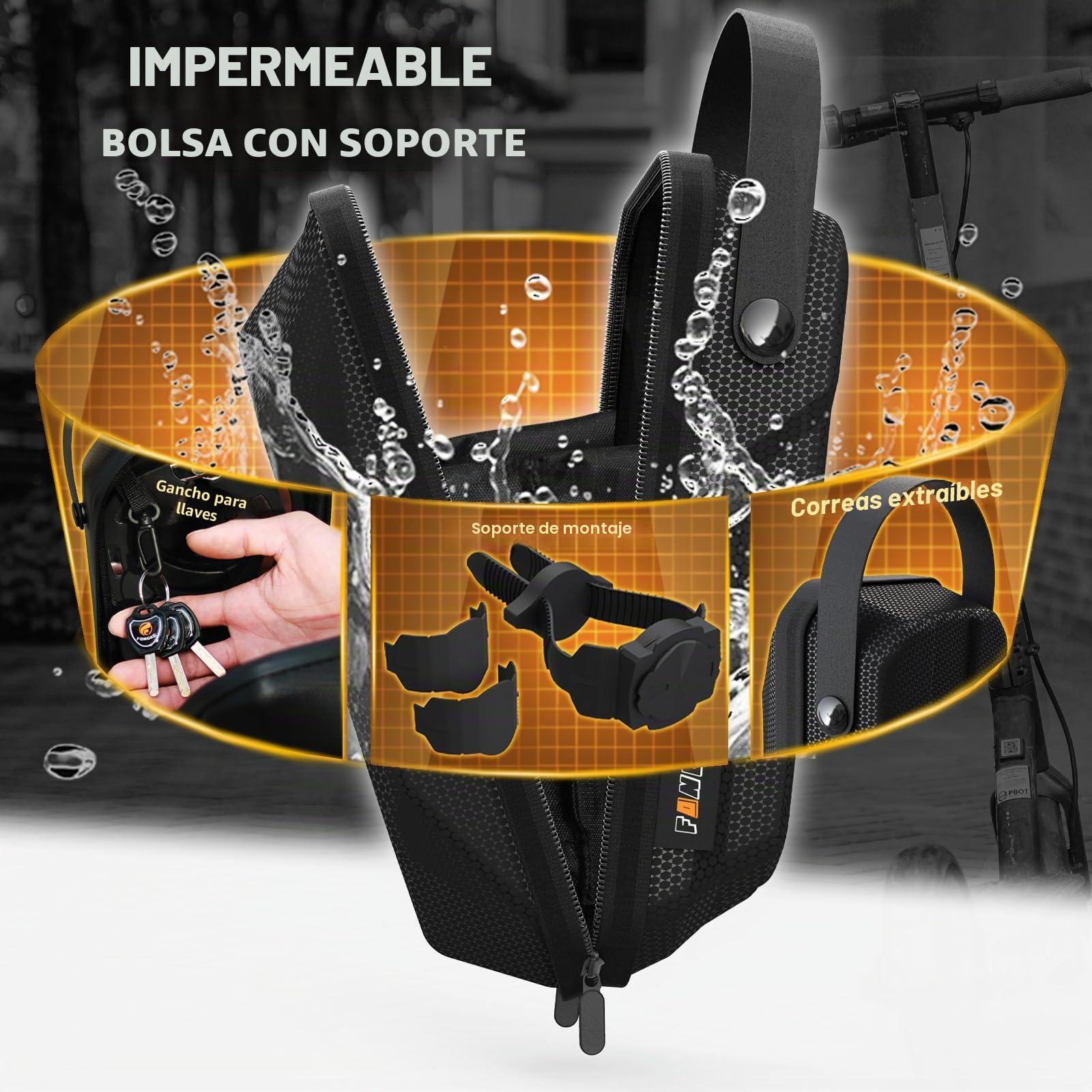 Candado Patinete Electrico, Candado Bicicleta Antirrobo con Bolsa, Cadena Moto de 8MM de Espesor, Alta Seguridad Candado de Cadena, Accesorios para Patinete Electrico y Bicicletas Eléctricas