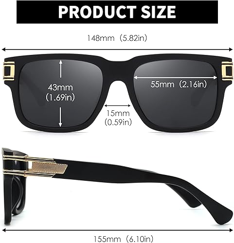 Miniatura 6 de JIM HALO Gafas de sol polarizadas para hombres y mujeres, gafas de sol clásicas retro cuadradas para conducir, pescar, protección UV400