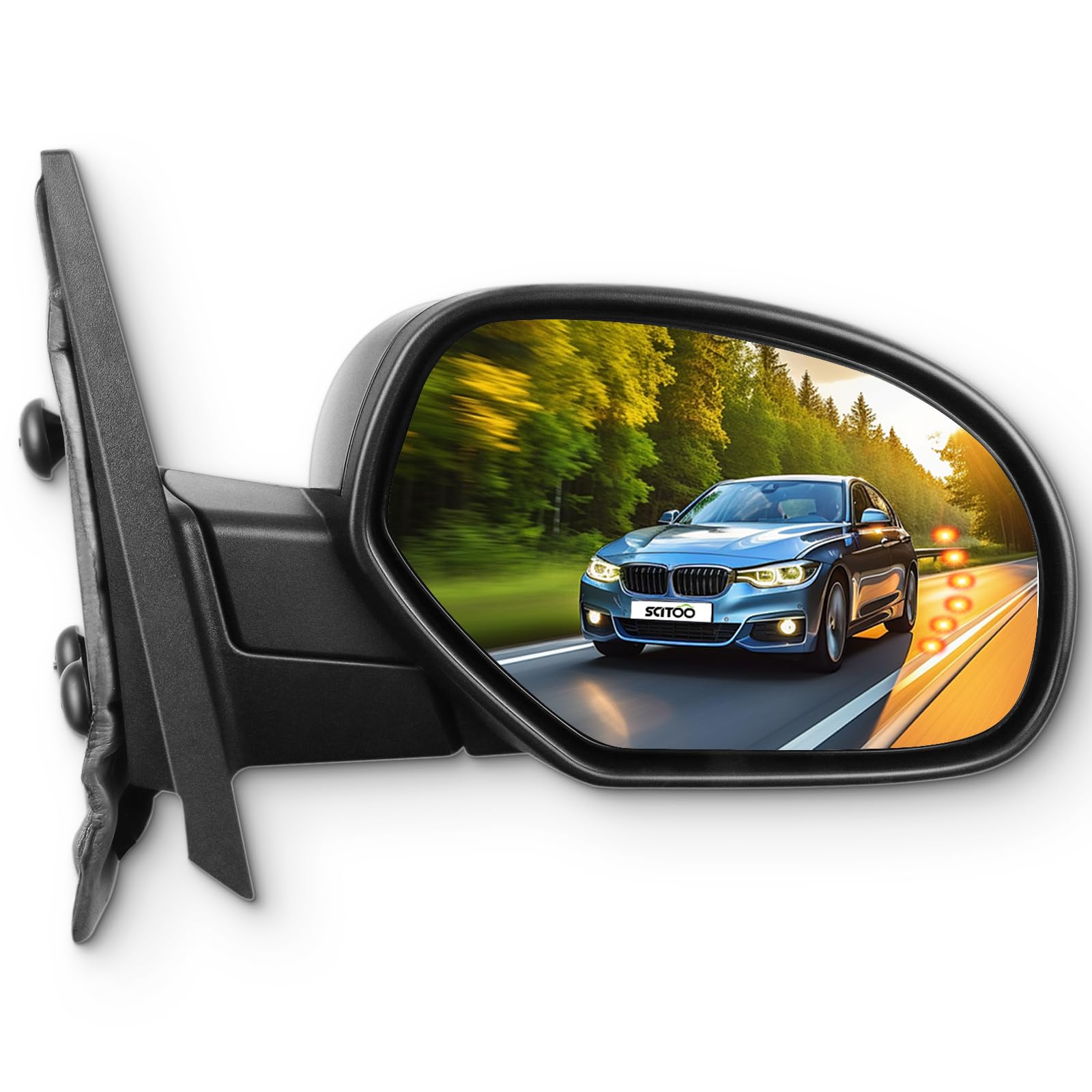 SCITOO fit for 2007 Silverado Pickup For GMC Sierra 2007-2013 For Chevy Tahoe Suburban Avalanche Passenger Side Puddle Lights Memory Amber Arrow Turn Signal Power Heated Manual Folding GM1321325