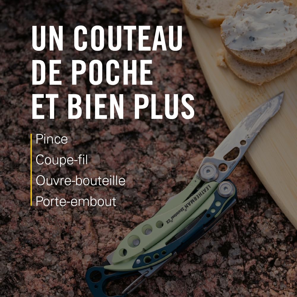 Leatherman Skeletool RX - Outil Multifonction d'urgence avec Lame Dentelée et Brise-Verre - Acier Inoxydable CPM-154