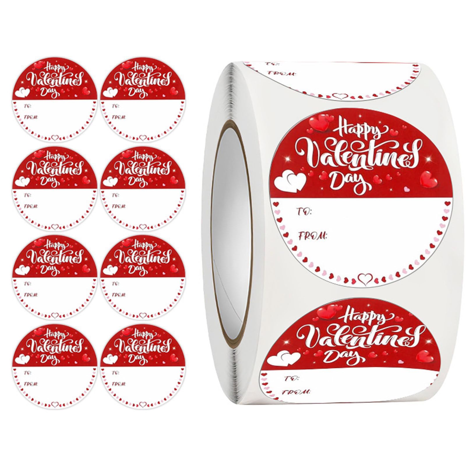 Kalttoy 500Pcs Round Seal Sticker Writable 50mm Adhesive Sealing Sticker Wrapping Labels for Wedding Anniversary Valentines Small Heart
