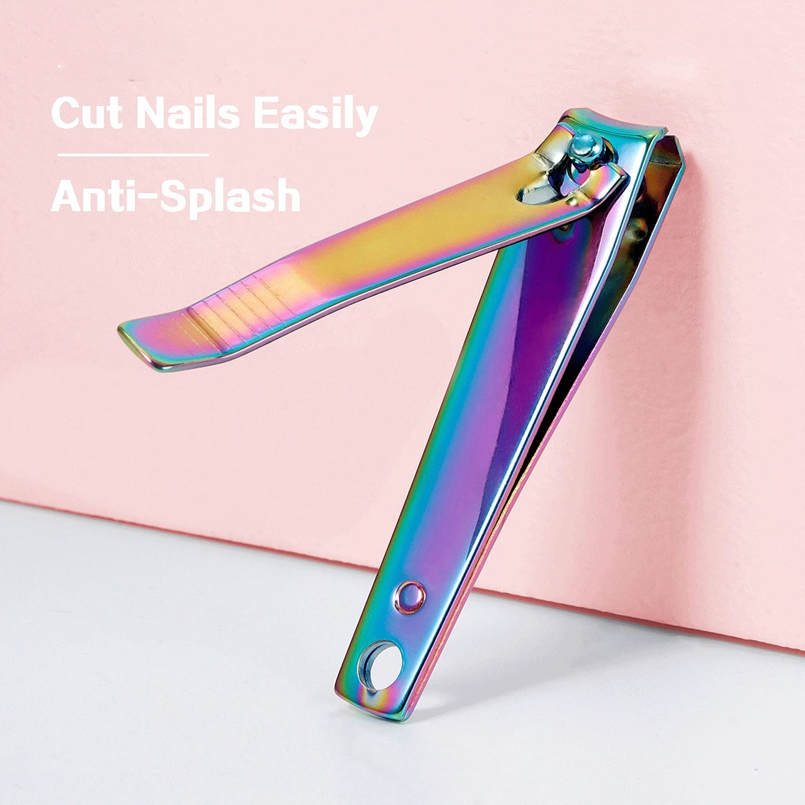 Nagelknipser, Edelstahl Regenbogen Bunte Nagelknipser Abgestorbene Haut Fingernägel Anti-Spritz-Trimmer Nagelschneider Maniküre-Werkzeug